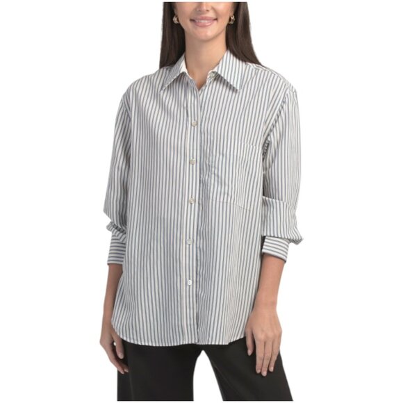 VINCE Furrow Striped Button Down Shirt - Picture 1 of 3